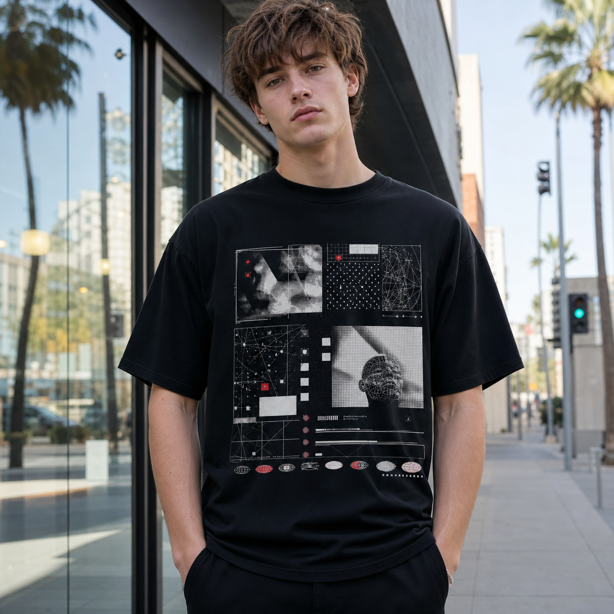 ALGORITHM tee worn by model